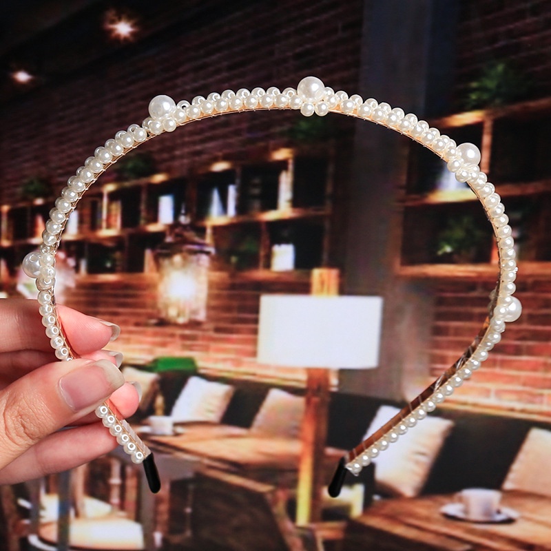 Băng Đô Kim Loại Đính Ngọc Trai Giả Thanh Lịch Cho Cô Dâu