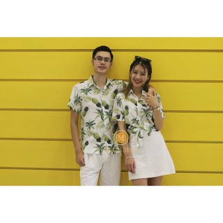 Áo sơ mi nam họa tiết dứa trắng, chất siêu mát