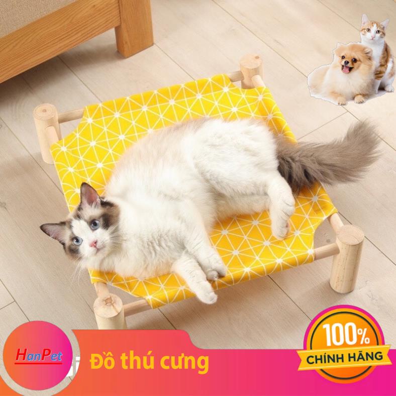 hanpet Giường gỗ cho mèo dành cho mèo và các giống chó nhỏ giường phong cách Nhật