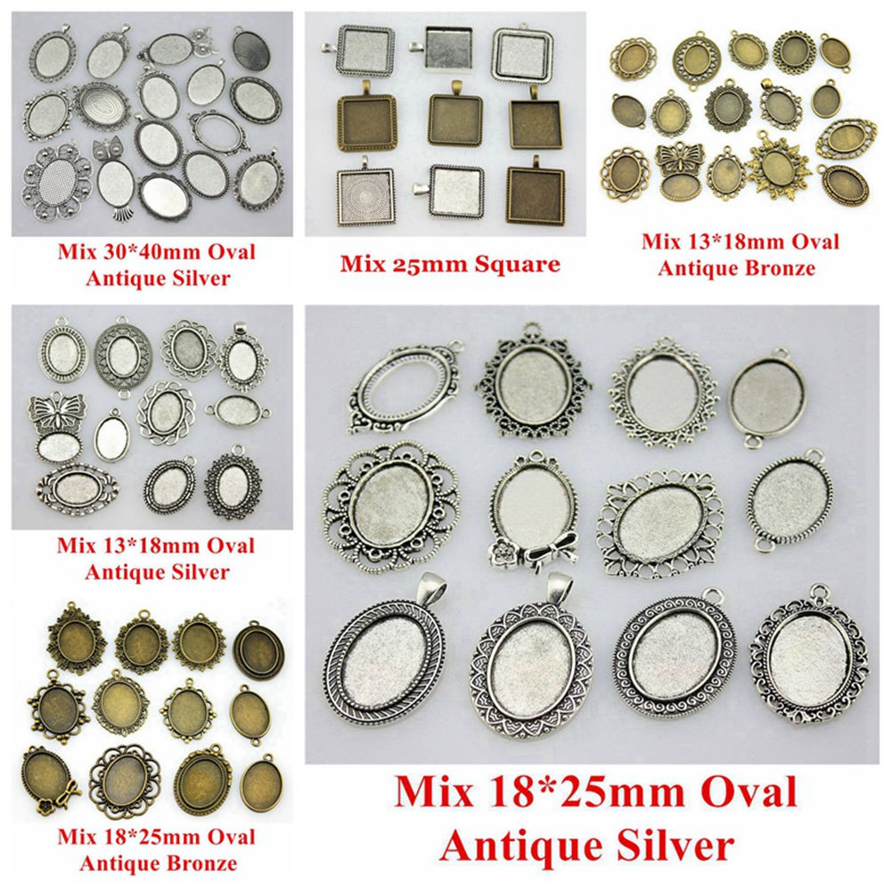 Khay 40g Hỗn Hợp Làm Mặt Dây Chuyền Cabochon Hình Vuông / Oval Diy