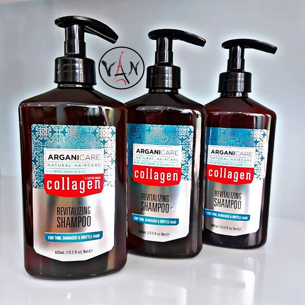 [ Argani Care ] Cặp dầu gội - dầu xả argani care collagen dành cho tóc mỏng, hư tổn và dễ gãy rụng 400ml x 2