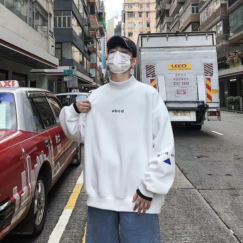 Áo Sweater Oversize cao cổ ABCD, JACKLANE , Áo nam nữ Unisex Jack Lane dài tay trơn form rộng họa tiết đơn giản