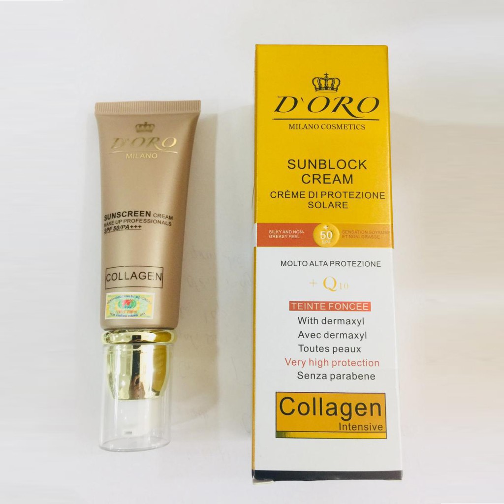 Combo 10 tuýp kem chống nắng Doro Collagen Q10 nhập khẩu chính hãng Italia SPF 50/PA+++ 50ml