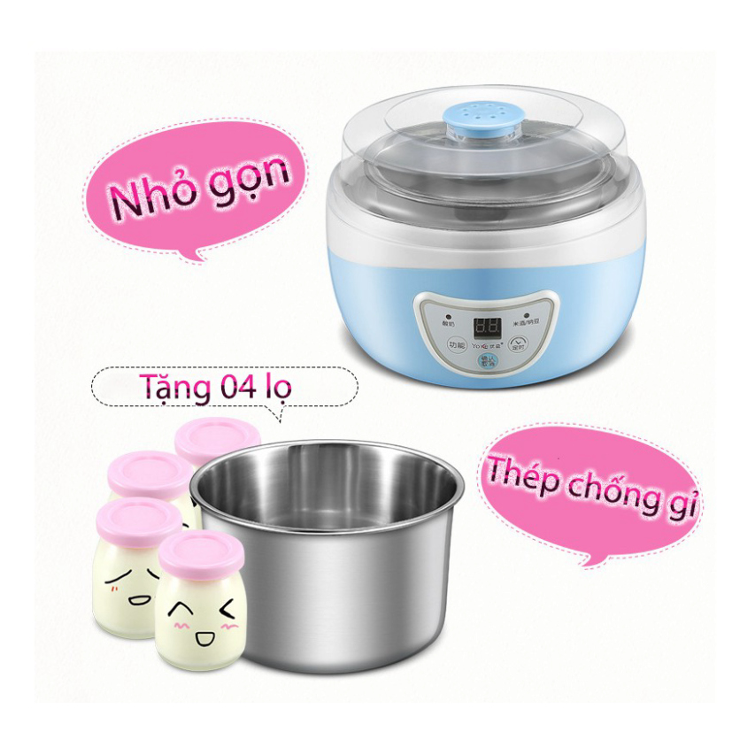 Máy làm sữa chua mini tự động – Tặng 4 làm hũ sữa chua, làm được nếp cẩm - BH 3 tháng - TEKO Store