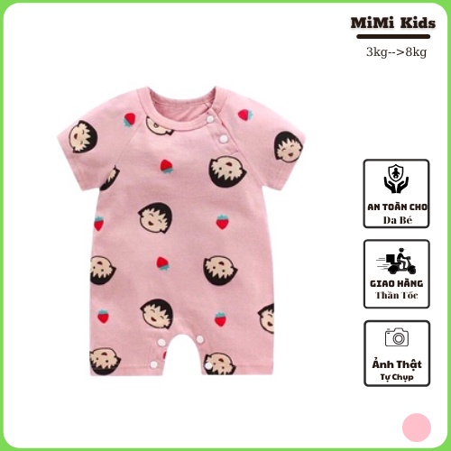 Bộ liền thân bé gái, bộ body cotton cho bé gái mùa hè đẹp 3-8kg