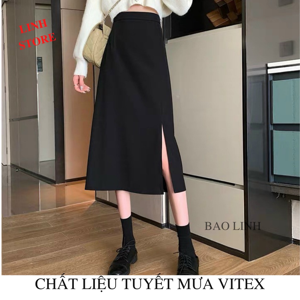 Chân Váy Uzang Xẻ Tà Linh Store Dáng Chữ A Dài Lưng  Qua Gối Mặc Đi Làm Đi Chơi