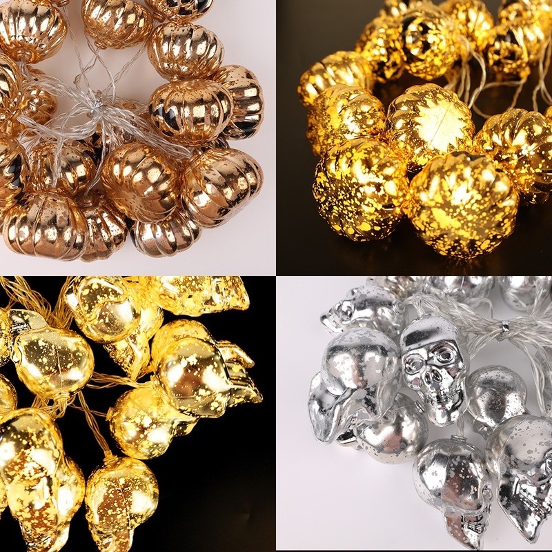 Dây Đèn LED 20 Bóng Hình Đầu Lâu / Bí Ngô Trang Trí Tiệc Halloween