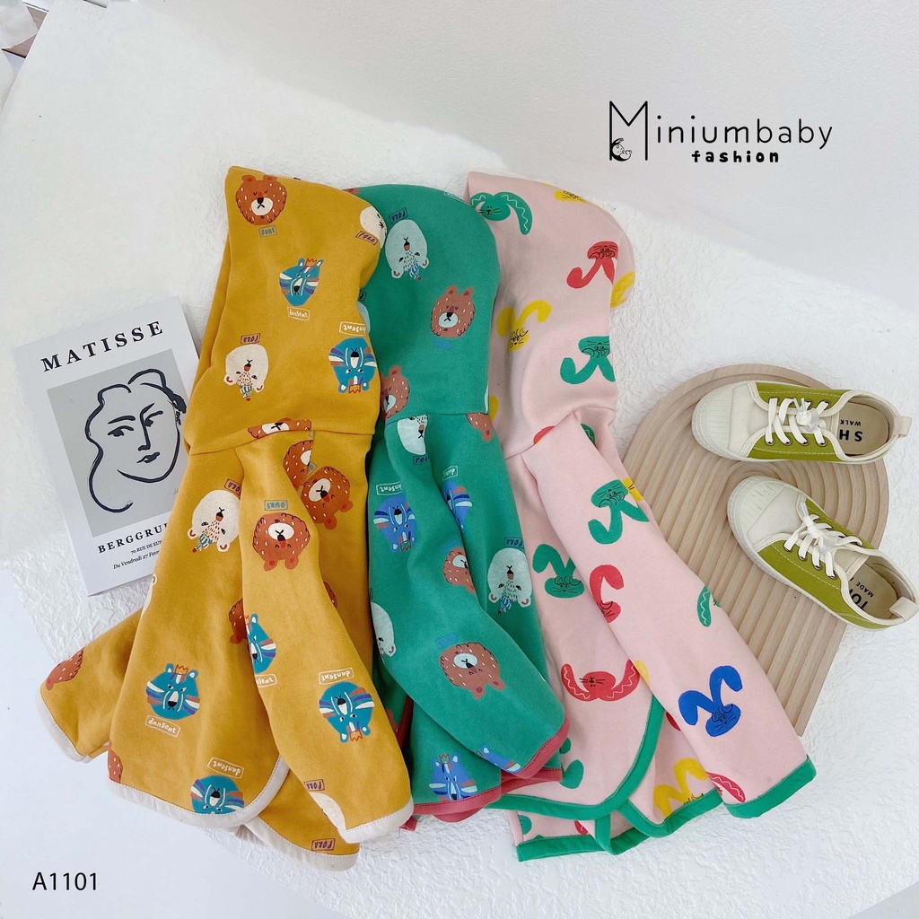 Áo Hoodie Ngộ Nghĩnh Cho Bé trai/gái miniumbabyfashion BÉ RỰC RỠ NGÀY ĐÔNG- A1101