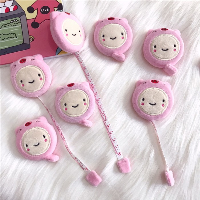 Thước Dây Rút Hình Lợn Hồng Cute - Thước Dây Cuộn Mini Hoạt Hình Dễ Thương