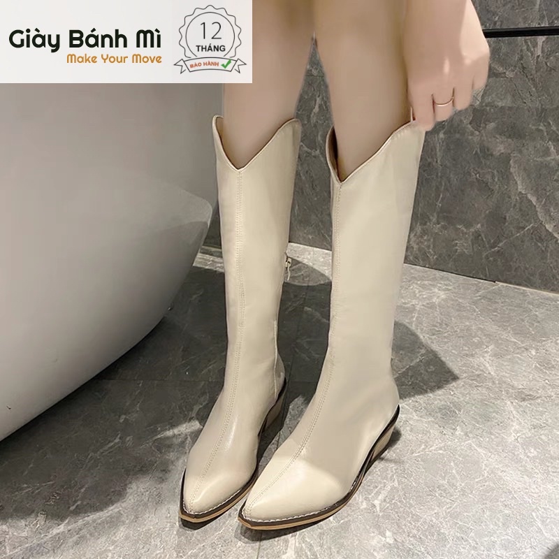 Giày Boots Nữ Đùi Cao Dưới Gối Hàng Cao Cấp Có hộp Giày Bảo hành Keo 12 Tháng - Shop Giày Bánh Mì