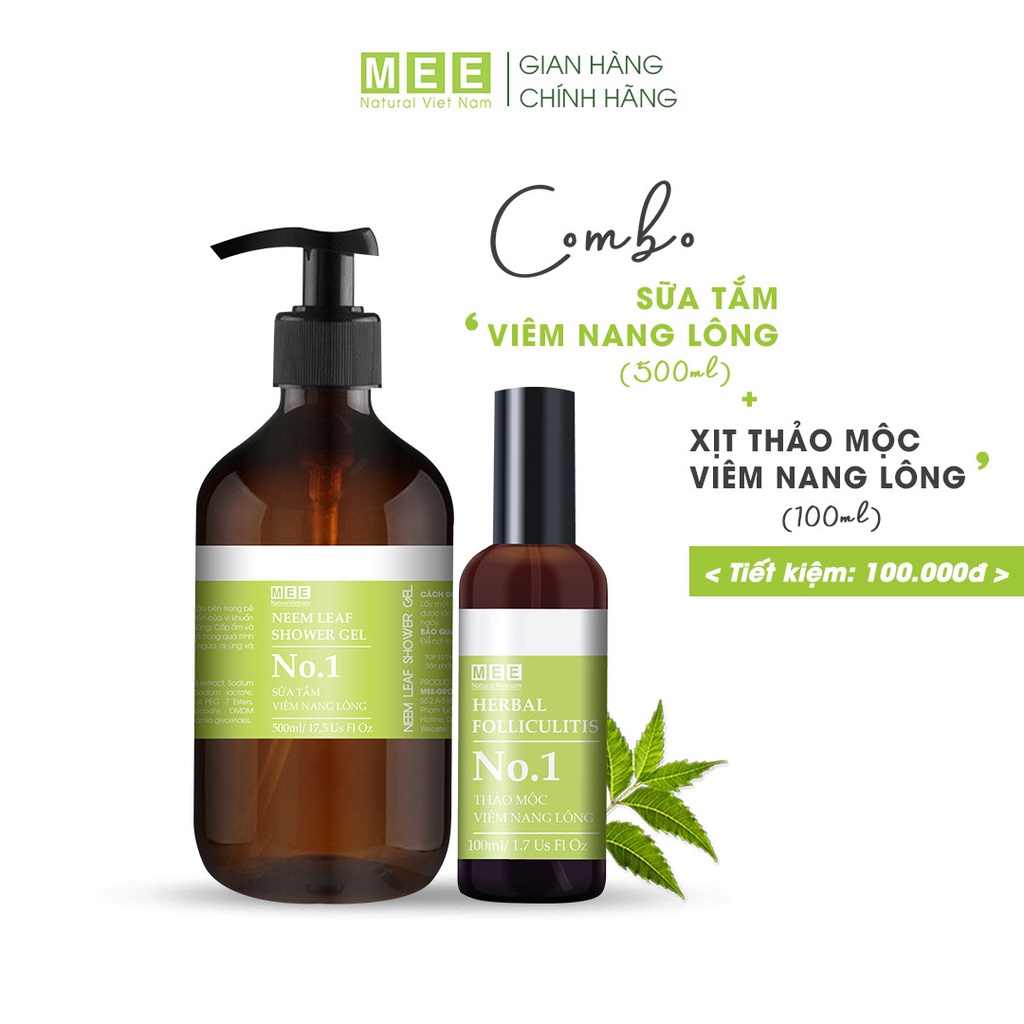 Combo 2 xịt viêm nang lông, viêm lỗ chân lông - Thảo mộc thiên nhiên MEE NATURAL 50ml