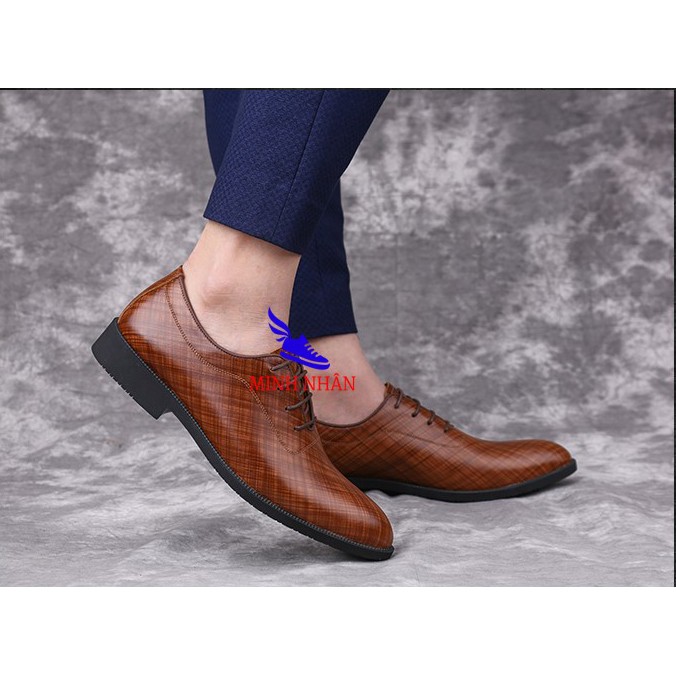 Minh Nhân-Giày Tây nam da bò Oxford Shoes giày buộc dây công sở nam tây nam giá rẻ da bò cao cấp Đẹp Thời trang B-4