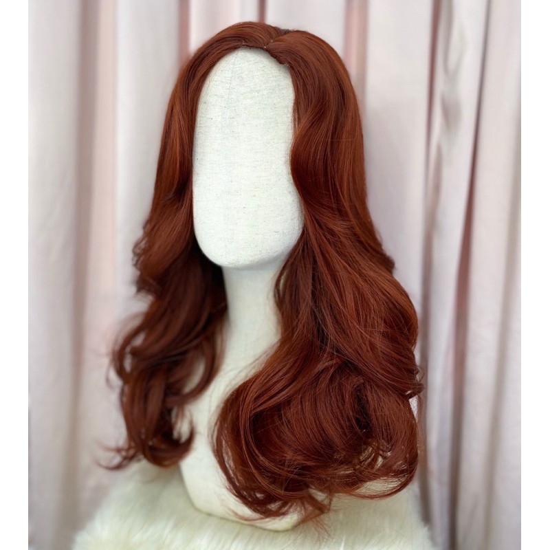 tóc giả nữ ❤️ freeship 50k❤️ tóc giả 2 mái đỏ sẩm+ tặng lưới chùm tóc