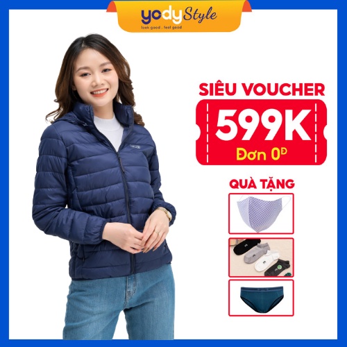 Áo khoác nữ YODY, áo phao nữ 3S có mũ phong cách Hàn Quốc siêu gọn siêu nhẹ siêu ấm - PHN4000