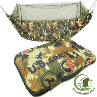 Võng đi phượt vải dù rằn ri lính mỹ, võng mùng quân đội đi phượt cao cấp