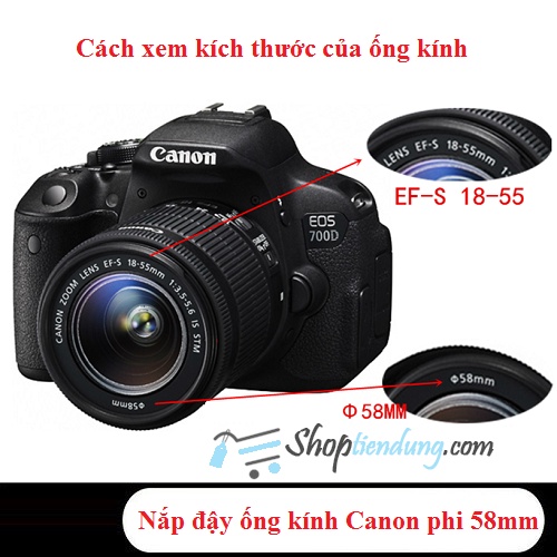 Nắp đậy ống kính 18-55mm phi 58mm cho máy Canon 750D 700D 550D 600D