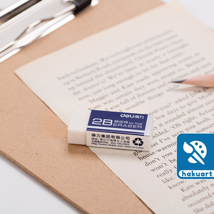 Gôm 2B Tẩy Bút Chì Deli Màu Trắng Eraser 7536 - Văn Phòng Phẩm Hakuart