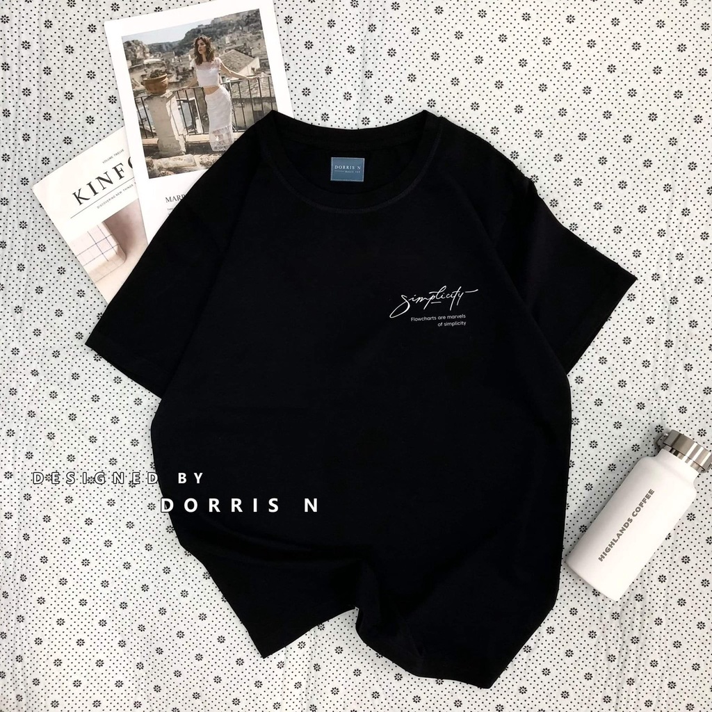 Áo Phông Nam Nữ Tay Lỡ Cổ Tròn In Chữ Bên Phải Chất Vải Cotton Mềm Mịn Co Giãn Thoáng Mát Mix Quần Short Chân Váy