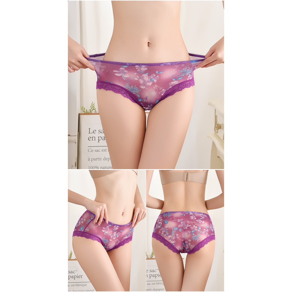New women's printed mesh panties, female girls, Japanese see-through sexy panties, low-rise lace-edge lace panties | BigBuy360 - bigbuy360.vn