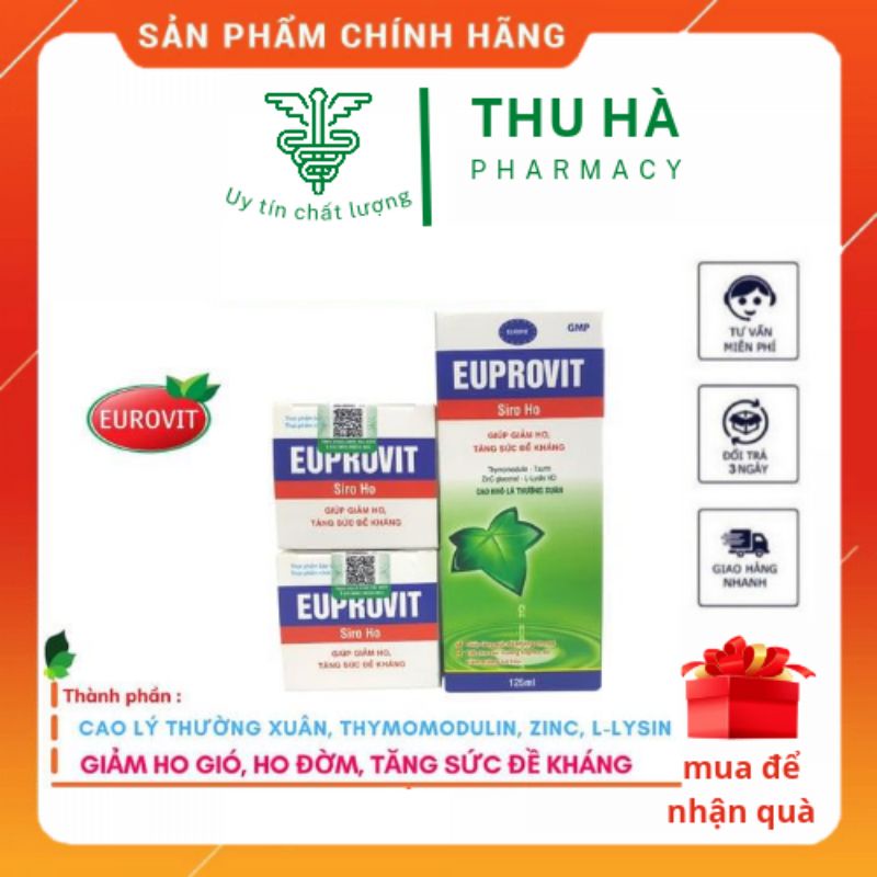 Siro EUPROVIT Giúp Giảm Ho Tăng Sức Đề Khang Chiết Xuất Từ Cao Lá Thường Xuân Khô - Hộp 125ml