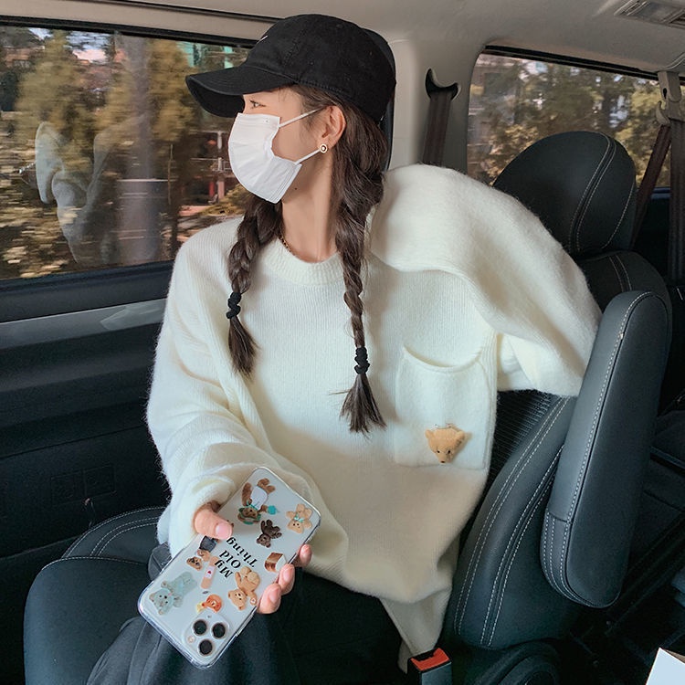 Áo sweater chui đầu dáng rộng phong cách Nhật Bản dễ thương thời trang mùa thu cho học sinh