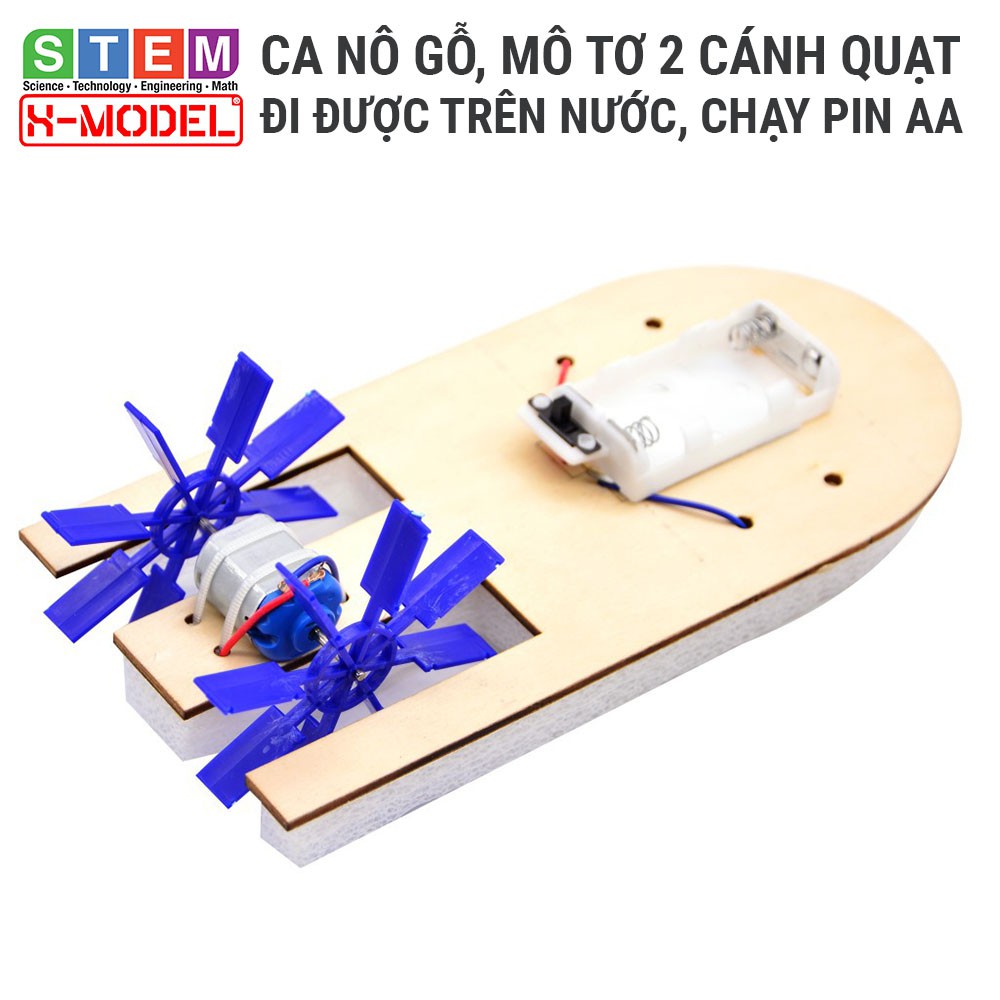 Đồ chơi sáng tạo STEM Ca nô gỗ đồ chơi  XMODEL ST1 chạy được dưới nước cho bé , Đồ chơi DIY| Giáo dục STEAM