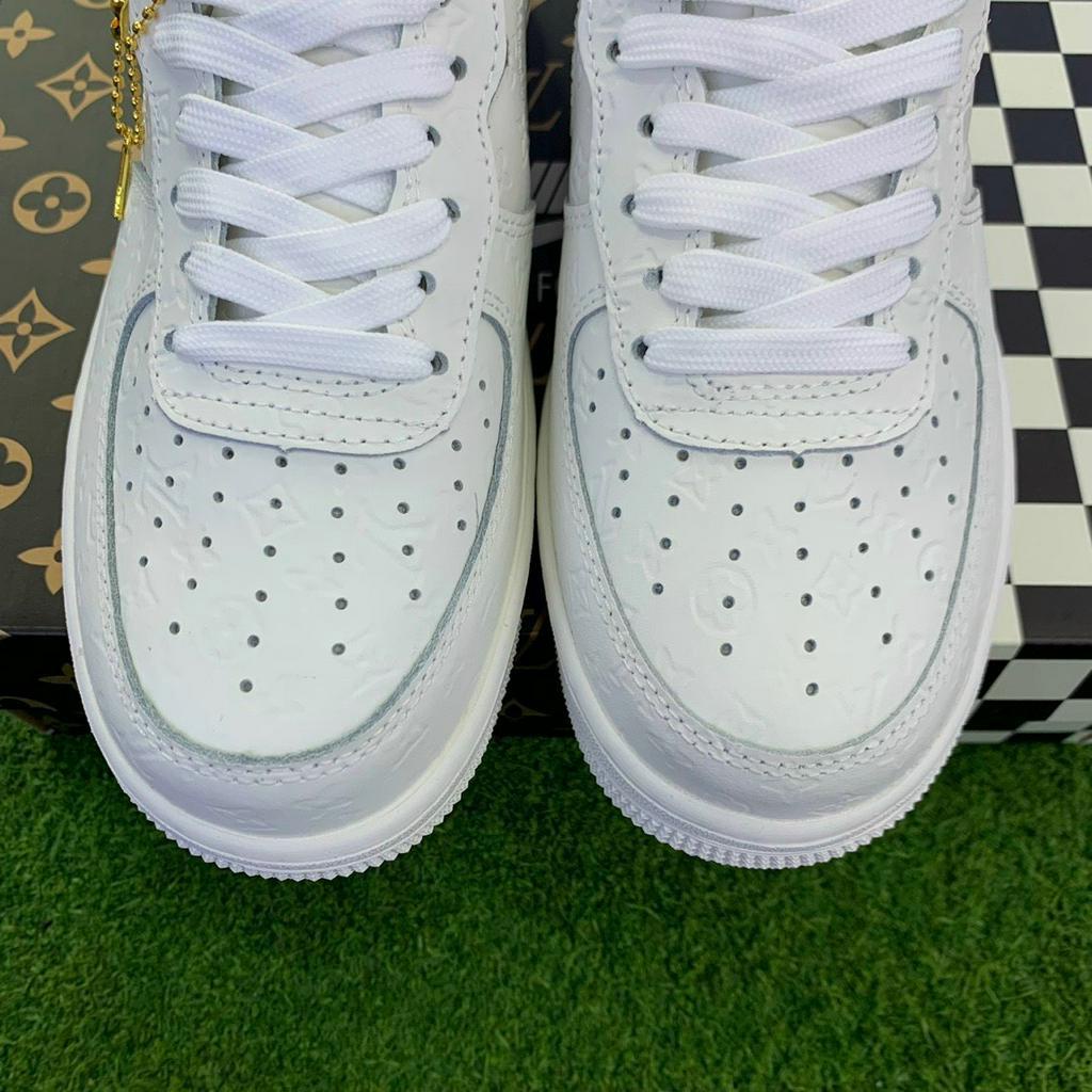 Giày Nike_Air Force 1 Luis_Vuitton, AF1 LV 2 Màu trắng xám cao cấp, hàng chuẩn Trung S.Cấp Vip, FUull bill box