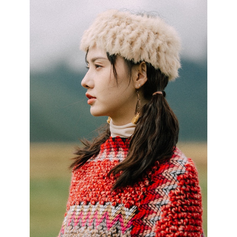 Mũ lông đội đầu boho dân tộc giữ ấm mùa thu đông phụ kiện du lịch - Mã DD001 The Collar Box