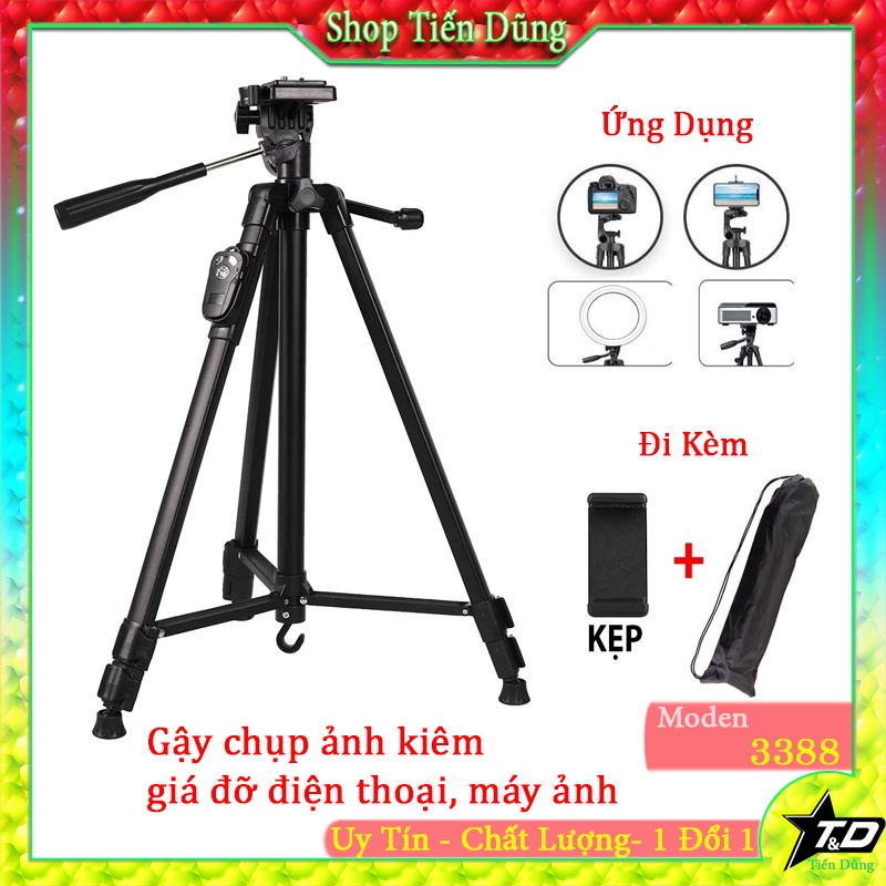 Gậy Tripod Yunteng 3388 3 Chân Giá Livestream Điện thoại Chụp Ảnh Tự Sướng Xoay 360 Độ Tích Hợp Bluetooth Xoay 360 Độ