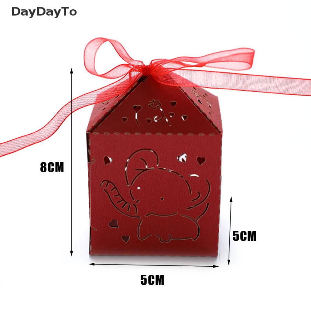 DayDayTo 10Pcs Elephant Laser Cut Wedding Favors Gift Box DIY Hollow Candy Boxes Decor VN