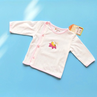 Áo sơ sinh bác sĩ  Babiboo dài tay cúc lệch viền màu cho bé BB01