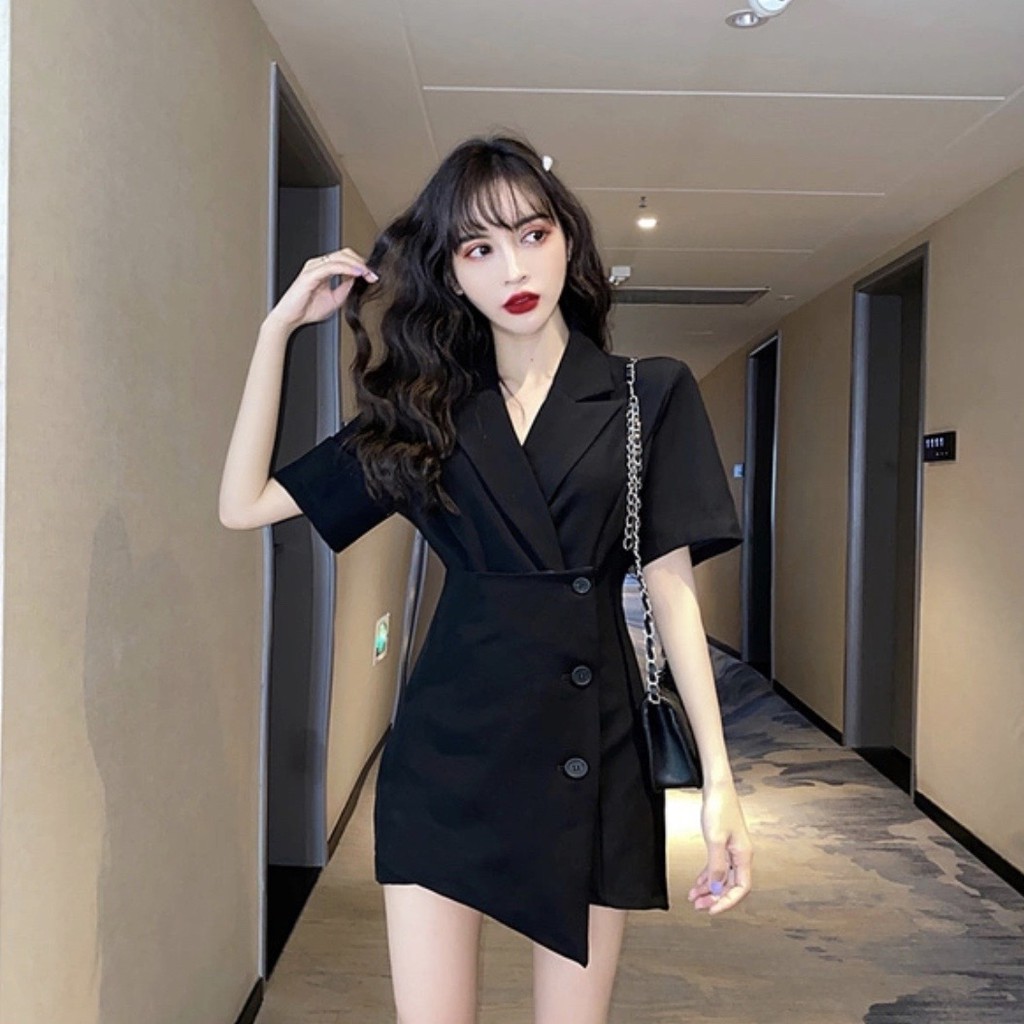 A9 Bộ Jumpsuit Váy Liền Vest Blazer Cộc Tay Thời Trang | BigBuy360 - bigbuy360.vn