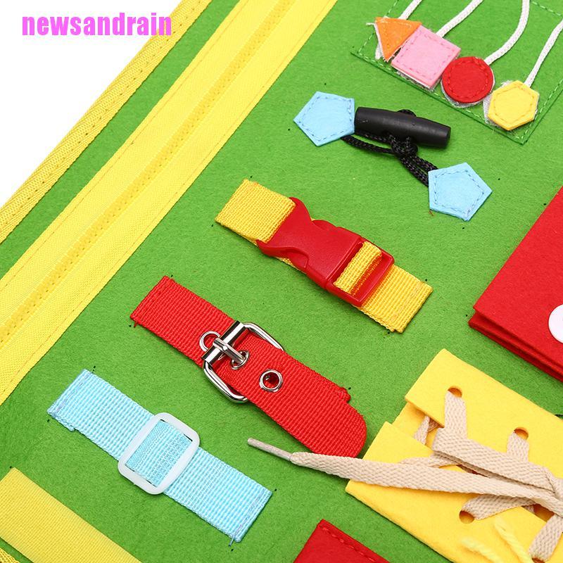 [cool]Kids Busy Board Buckle Old Zip Button Lace Up Toy Montessori Early Education Toy