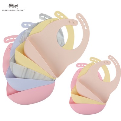 Yếm ăn có ngăn chứa dãi bằng silicone sạch sẽ chống nước cho trẻ nhỏ mamimamihome