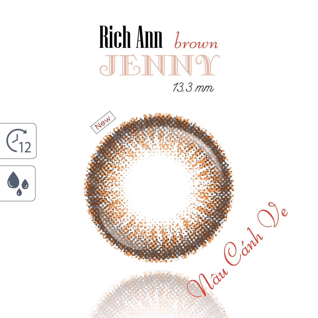 [1 𝓗𝓸̣̂𝓹] Lens Hỗ Trợ Lệch Độ 1 Ngày Màu Nâu Cánh Ve Jenny Brown ANN365