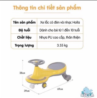 Xe lắc có đèn và nhạc Holla