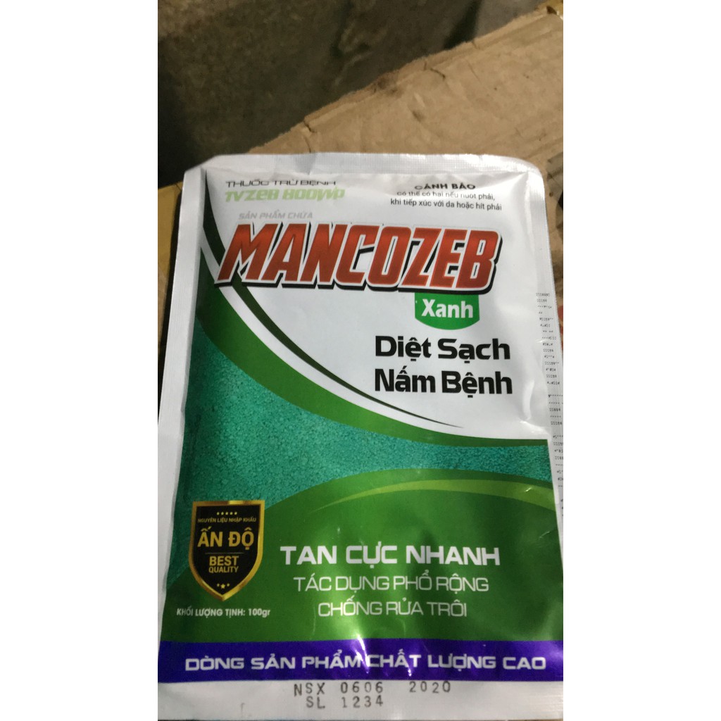 SẢN PHẨM TRỪ NẤM BỆNH HOA LAN VÀ CÂY TRỒNG MANCOZED XANH GÓI 100GR