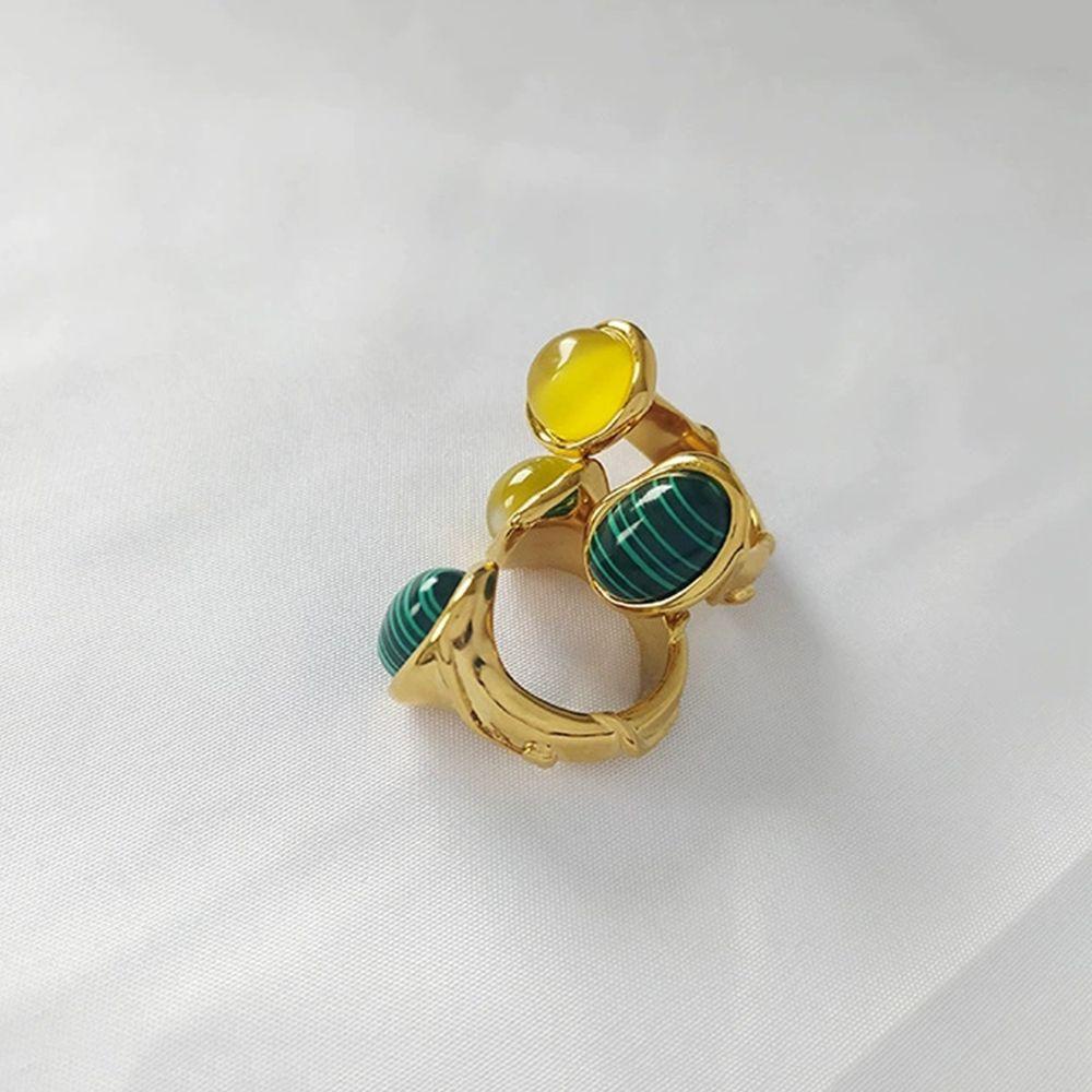 Nhẫn HợP Kim ĐíNh Đá Malachite Đơn GiảN ThờI Trang Cho Nữ