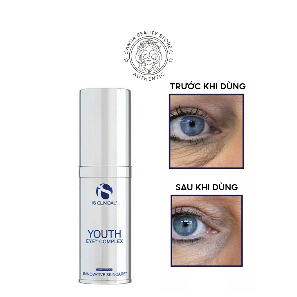 [ Kem Mắt] Giảm Quầng Thâm, Bọng Mắt &amp; Nếp Nhăn, Dưỡng Ẩm, Căng Bóng Đàn Hồi - iS Clinical Youth Eye Complex 15ml
