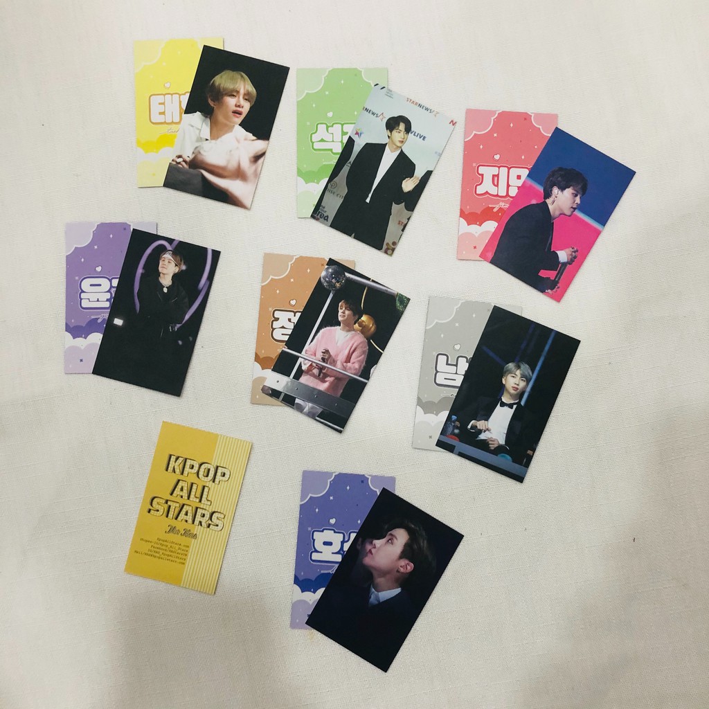 Set 7 tấm card BTS mã T9- 7 thành viên Jin, Jimin, Suga, Jungkook, Taehyung, Jhope, RM để collect hoặc làm sự kiện