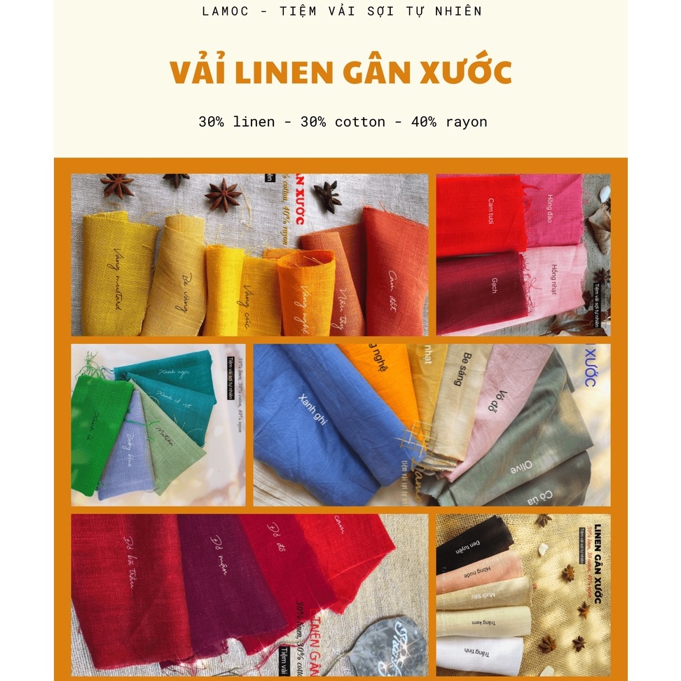 Linen gân xước/ Linen xước mềm rủ, may hàng thời trang, quần, váy, áo, đồ bộ