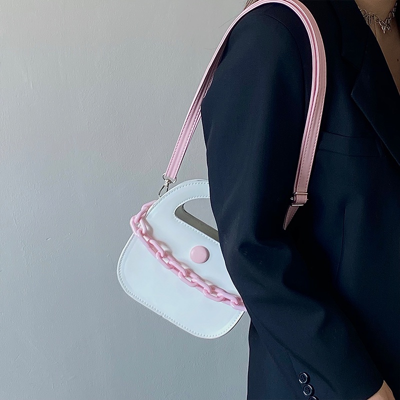 IELGY Túi Đeo Vai Dáng Tròn Nhỏ Màu Sắc Tương Phản Thời Trang Cho Nữ