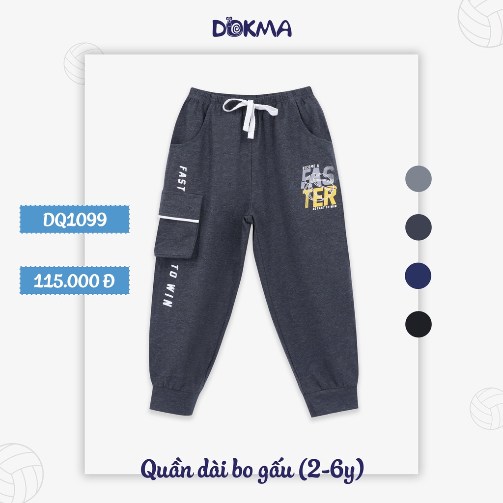 (2-6Y) Quần dài bo gấu túi hộp Dokma vải cotton mỏng DQ1099