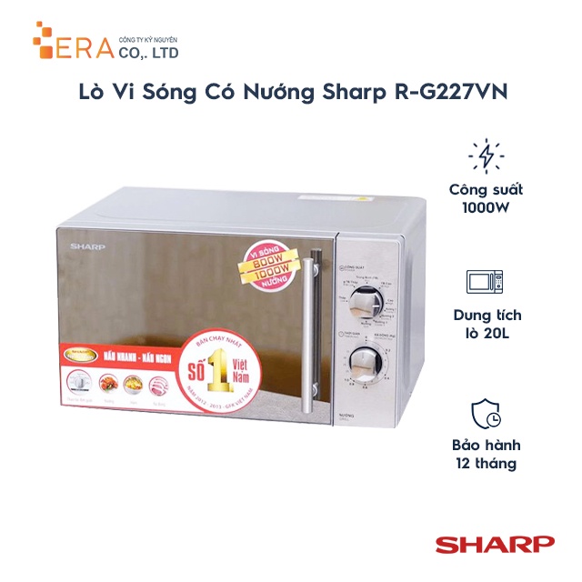 [Mã ELHADEV giảm 4% đơn 300K] Lò Vi Sóng Có Nướng Sharp R-G227VN