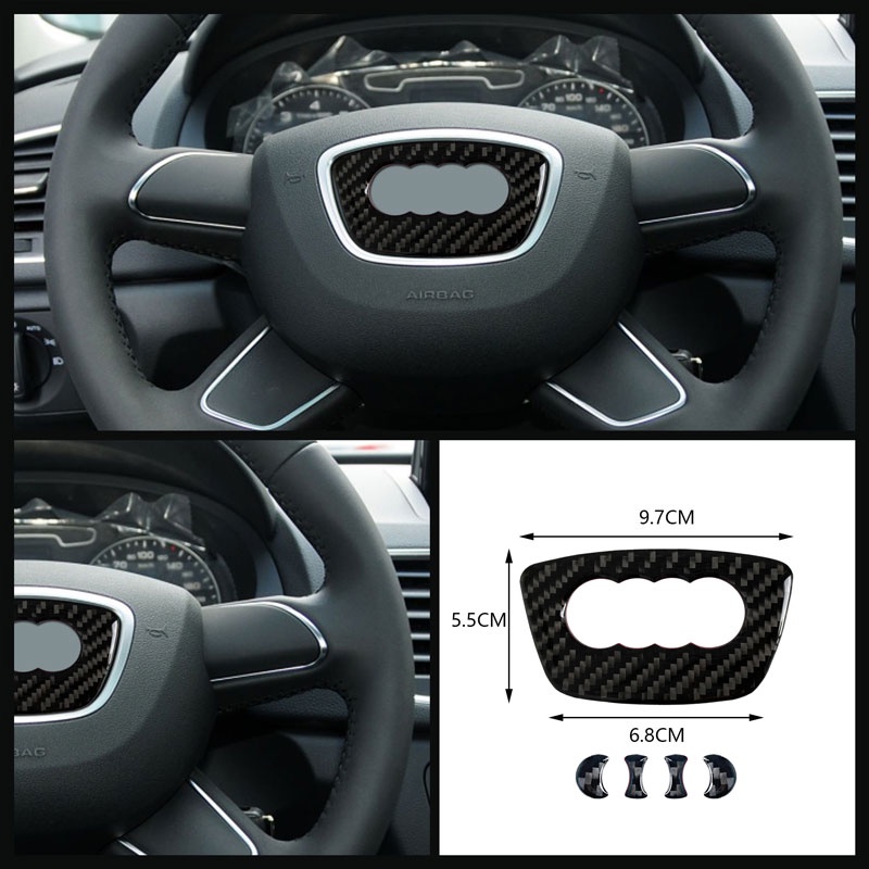 Logo Gắn Vô Lăng Xe Hơi Bằng Sợi Carbon Chất Lượng Cao Cho Audi A1 A3 A4 A5 A6 A7 A8 Q3 Q5 Q7 Q8