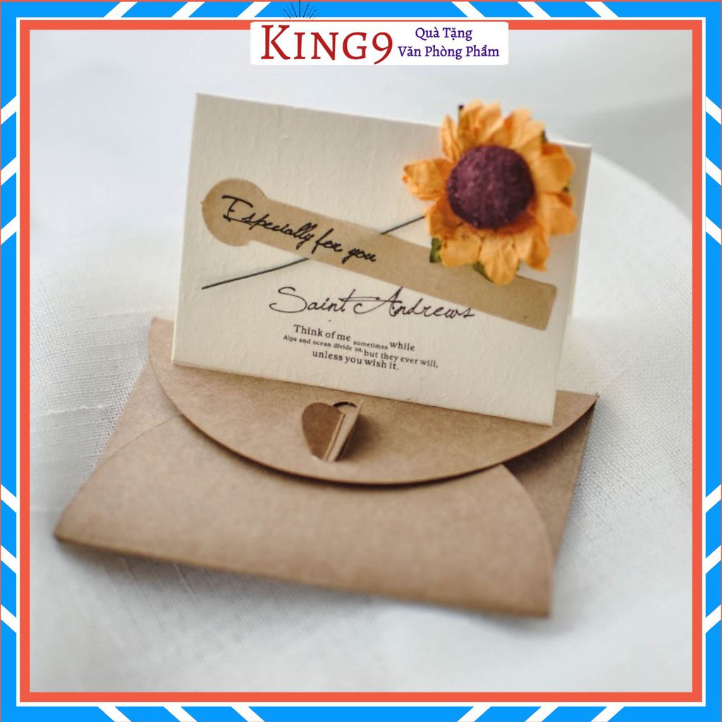Thiệp chúc mừng sinh nhật tình nhân ngày nhà giáo 20/11 giấy kraft kèm phong bì thư phụ kiện quà tặng king9