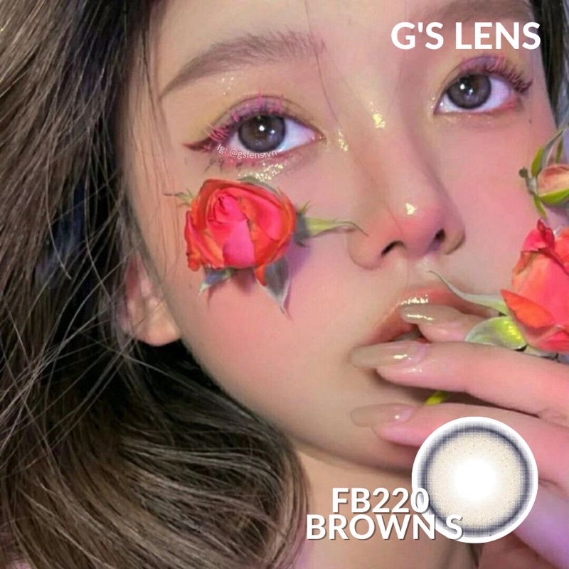 Lens Mắt Kính Áp Tròng Nâu Xanh Siêu Hot Giãn Ít Size S 14.2mm Có 0 Đến 6 Độ Cận Fb220 Brown