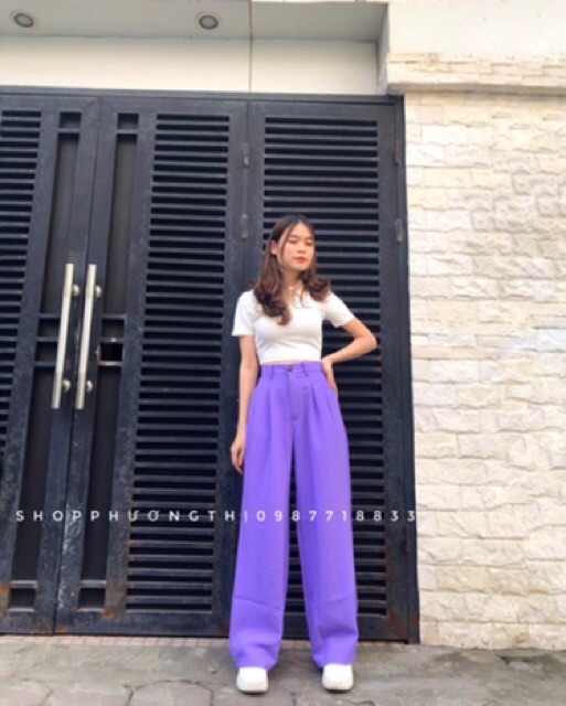 Quần culottes ống rộng khoá trước màu siêu hót | BigBuy360 - bigbuy360.vn