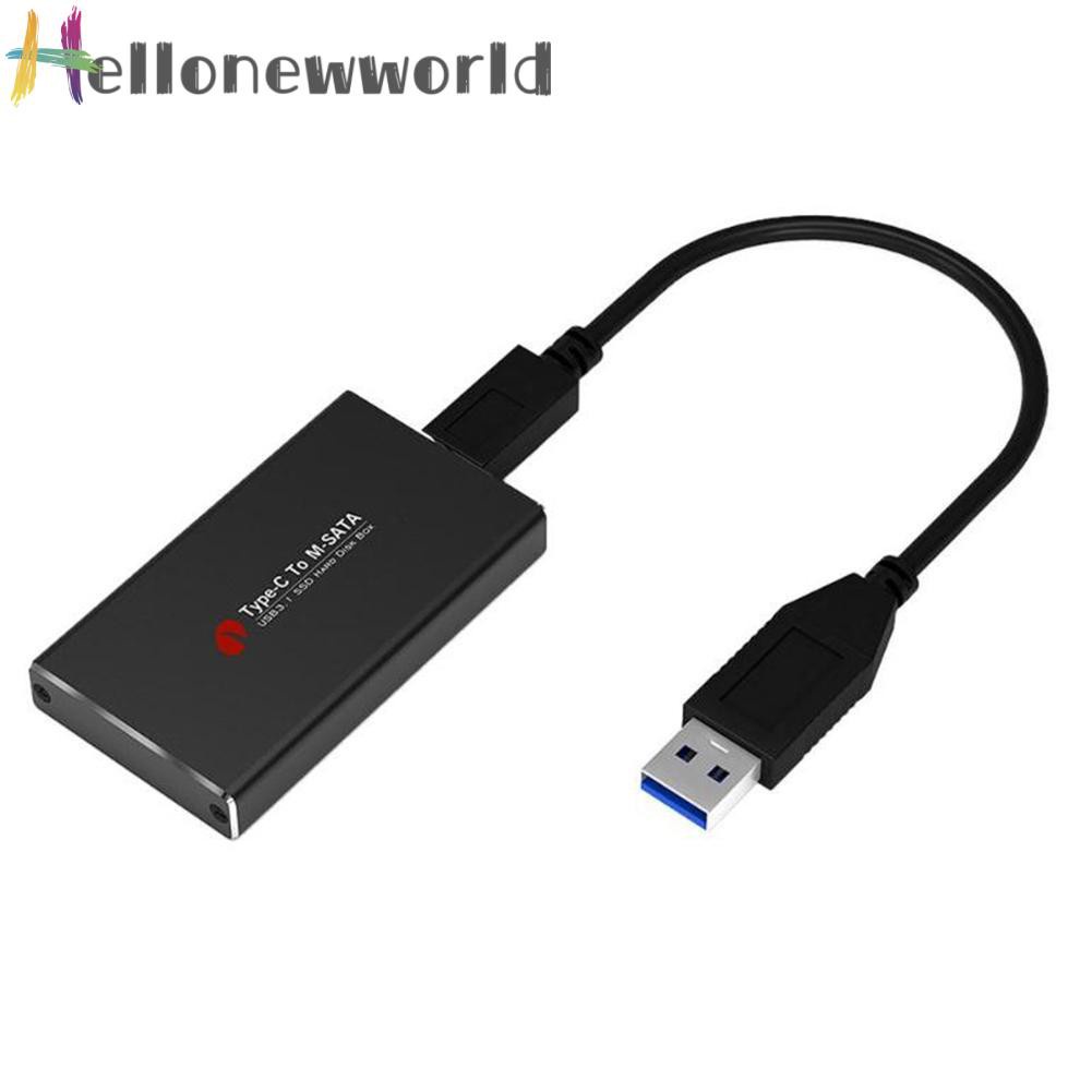 Hellonewworld Type C to mSATA Mobile Box Adapter USB 3.1 SSD Solid State Drive Enclosure