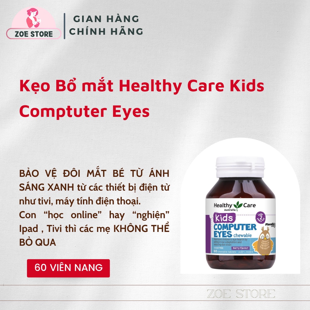 Kẹo bổ mắt Healthy Care Kids Comptuter Eyes  của Úc - Bổ mắt cho bé